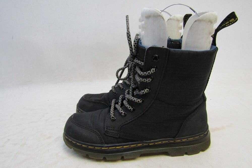 Dr. Martens Youth Size 1 Black Lace Up Zip 8 Eye Ankle Boots